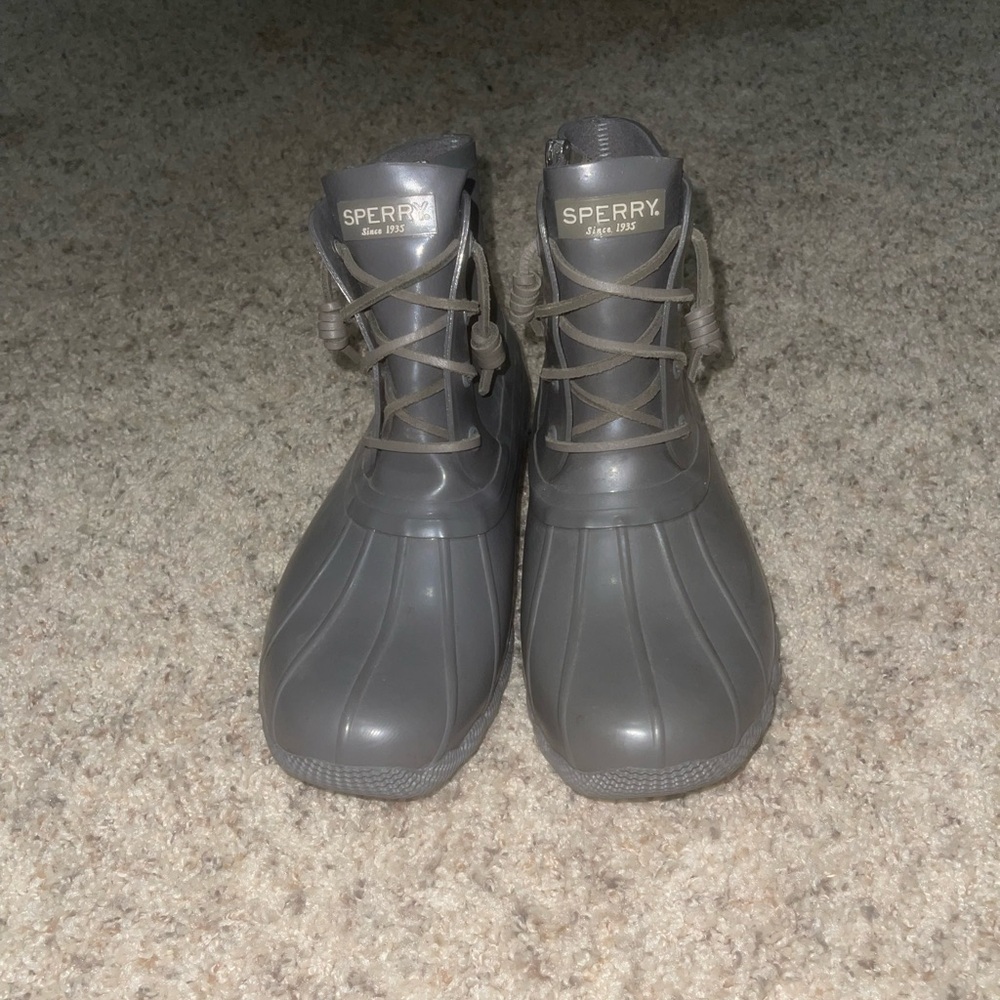 Gray Sperry Duck Boots